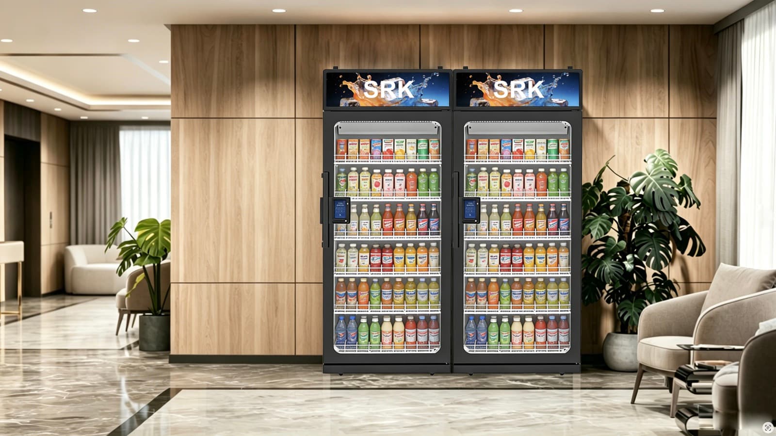 Two smart retail coolers presented as a full market amenity